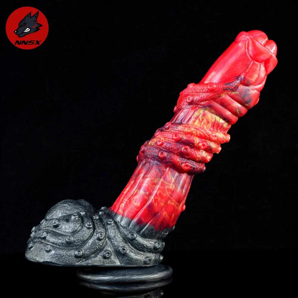 Fire Dragon Color Dildo with Sucker Soft Rubber Huge Cock Penis Colorful Animal Dildos for Adult Women