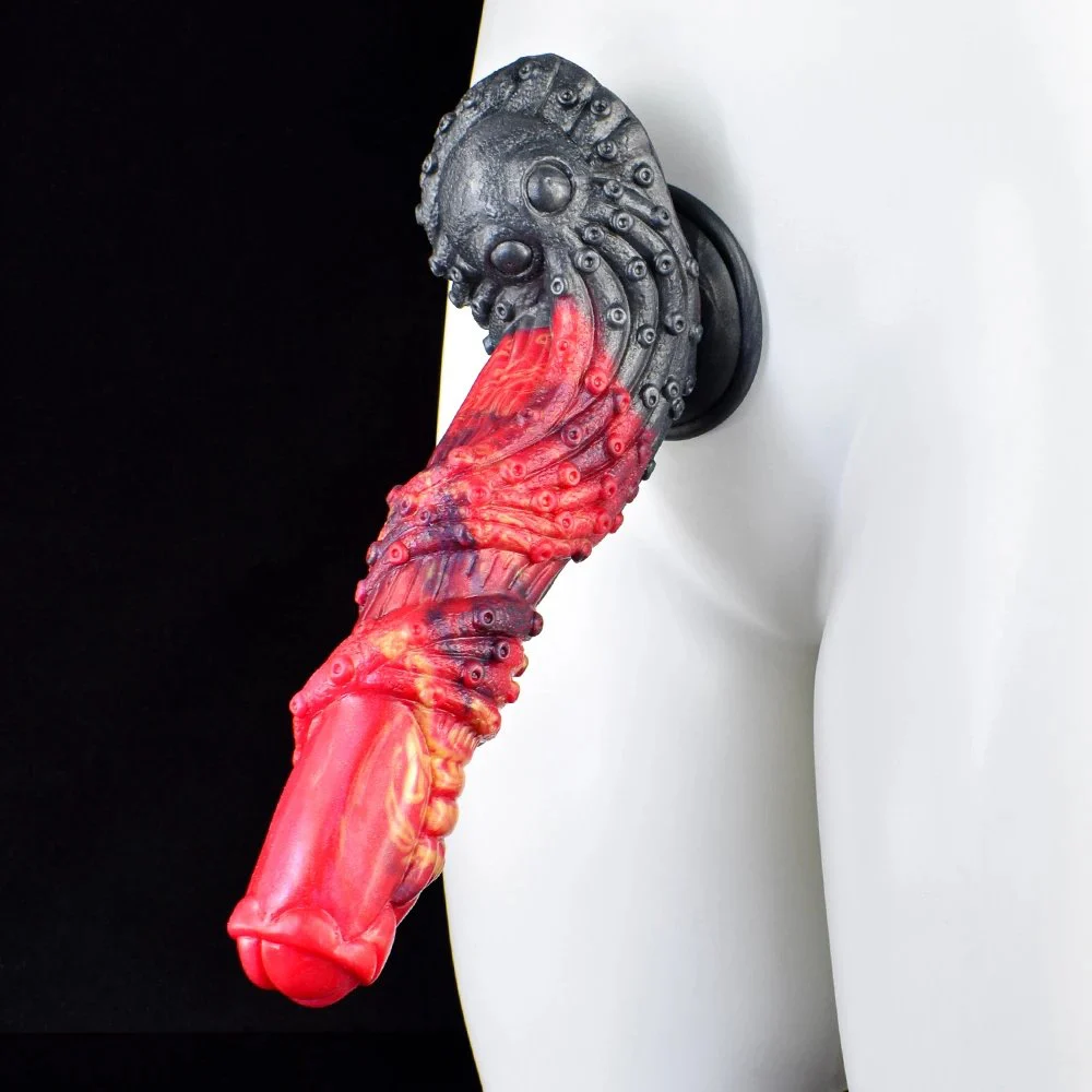 Fire Dragon Color Dildo with Sucker Soft Rubber Huge Cock Penis Colorful Animal Dildos for Adult Women