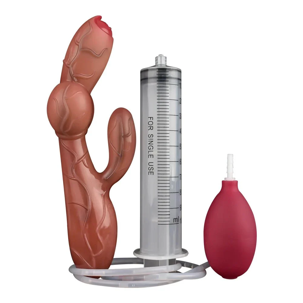 Head Heating Function and Squirting Function Dildos Vibrating Anal Plug Two Skins Color Dildos