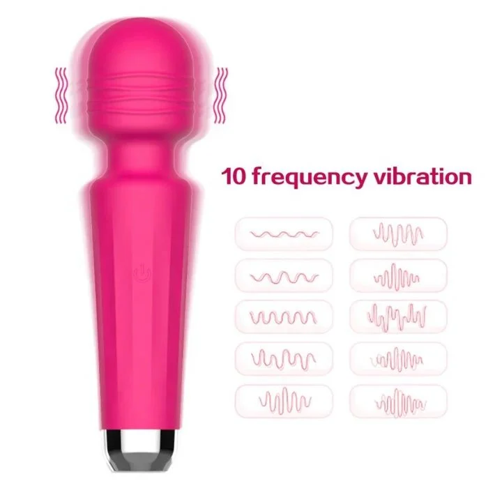 USB-powered 10-Mode Vaginal and Clitoral Wand G-Spot Vibrator Sex Product for Stimulating