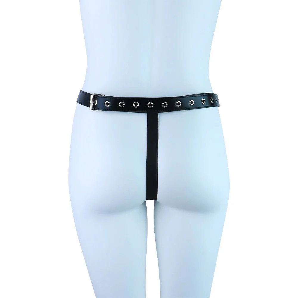 PU Leather Studded Open Crotch Harness Panties Adjustable Strap-On Design Sexy Lingerie with Rivet Detail for Couples Intimate