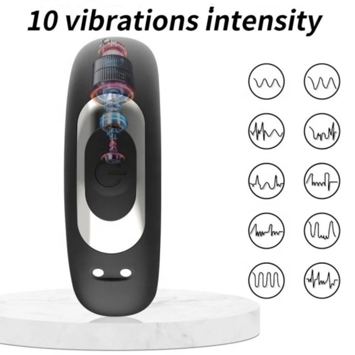 Adjustable 10 Frequency Silicone Cock Ring Sex Toys for Men Featuring Delay Ejaculation Function