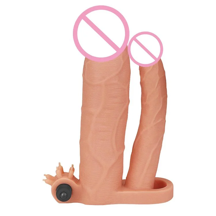 Flesh Waterproof Delay Ejaculation Double-Headed Vibrating Penis Huge Dildo Toy