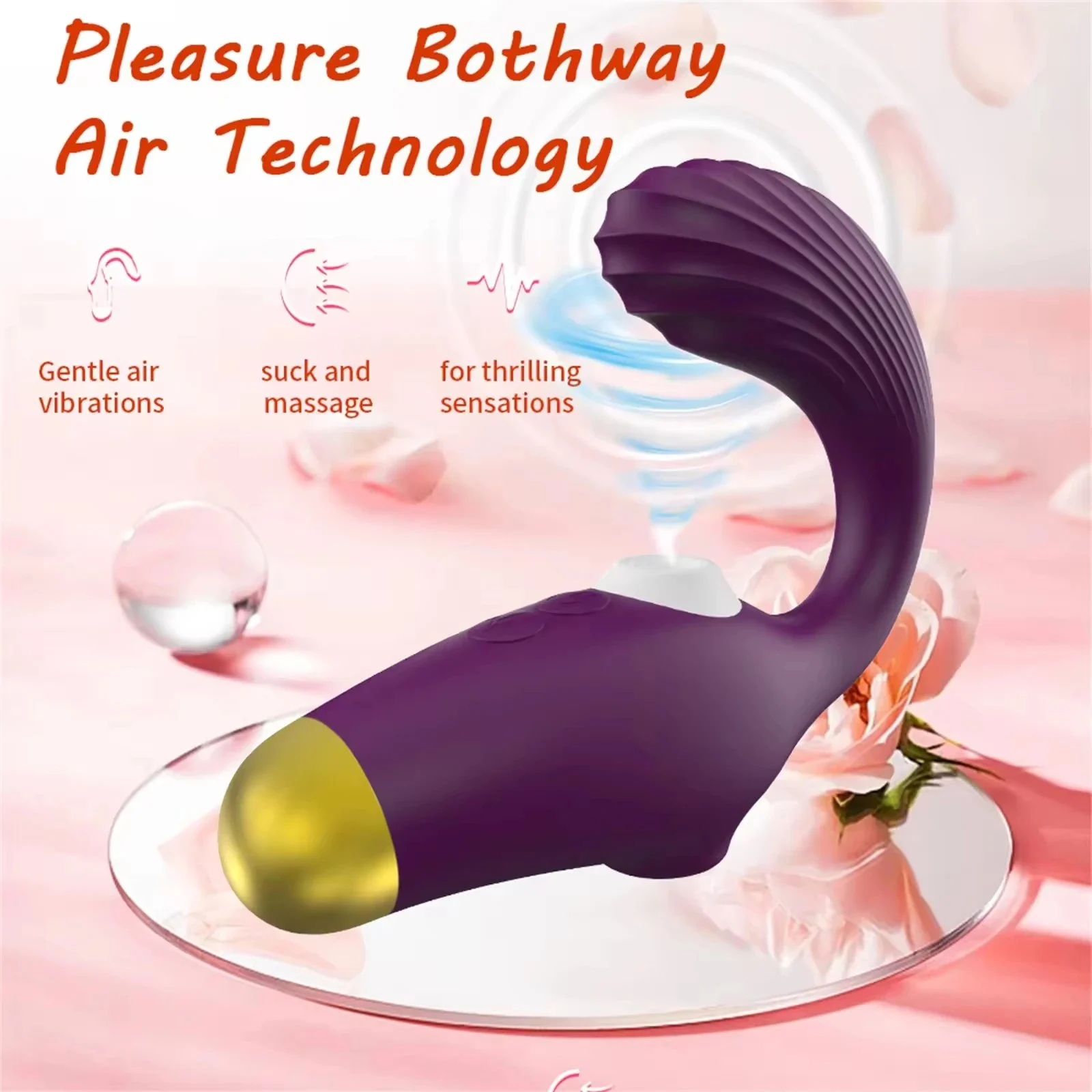 USB Rabbit Vibrator with 10-Speed Gentle Air Vibrations & Sucking for Clitoral Nipple Anal Stimulation-Female Orgasm Masturbator