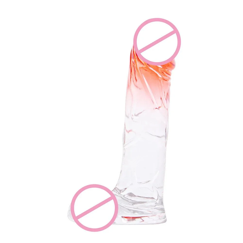 Female Masturbation Realistic Transparent Double Color Crystal Dildo Suction Cup Jelly Dildo Toy