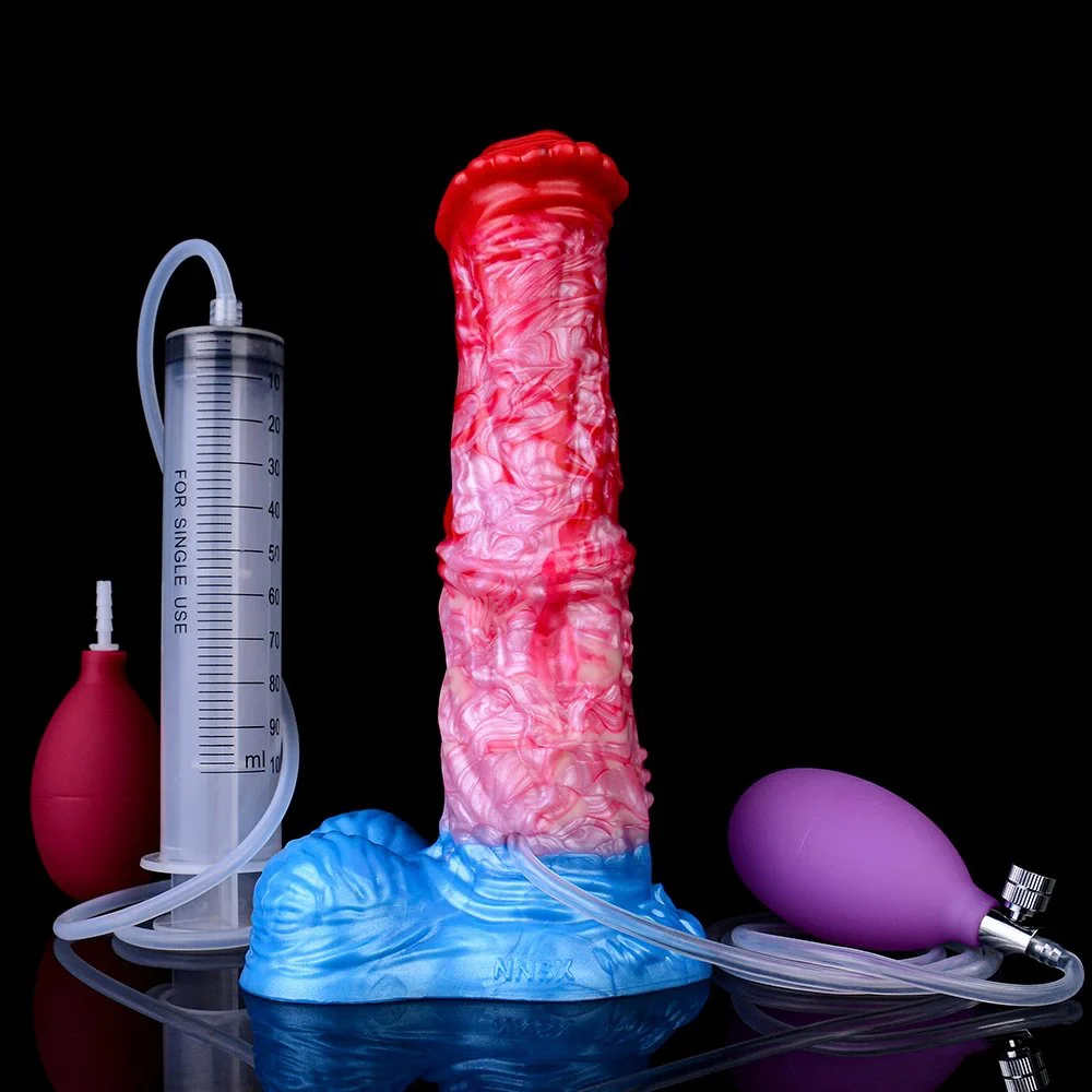 Inflatable Water Spray Simulation Sex Fantasy Monster Dildo Soft Silicone Dildo Spray Masturbator Adult Fun Sex Toys