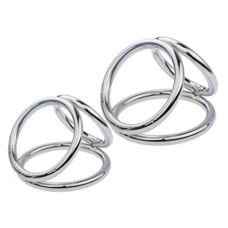 SM Adult Sex Toys Metal Triple Cock Ring for Men Locking Penis Ring Delay Ejaculation Feature