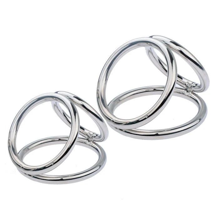 SM Adult Sex Toys Metal Triple Cock Ring for Men Locking Penis Ring Delay Ejaculation Feature