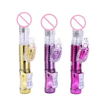 Usb Charger IPX5 Telescopic Butterfly Balls Strapless Patting Dildo Rabbit Vibrator for Women