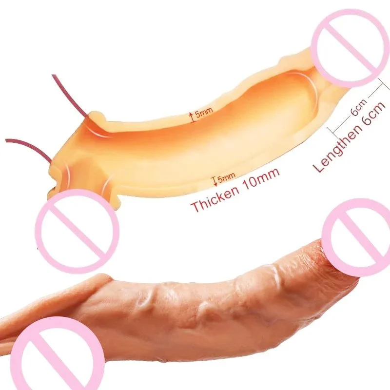 Long Term Delayed Penile Erection Enlargement Reusable Latex Condoms Vibrator with Multi-Speed Vibration Sex Toys