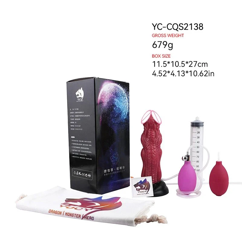 Inflatable Water Spraying Fantasy Dildo with Suction Cups at the Bottom That Can Be Attached to the Body for a Toy Experience