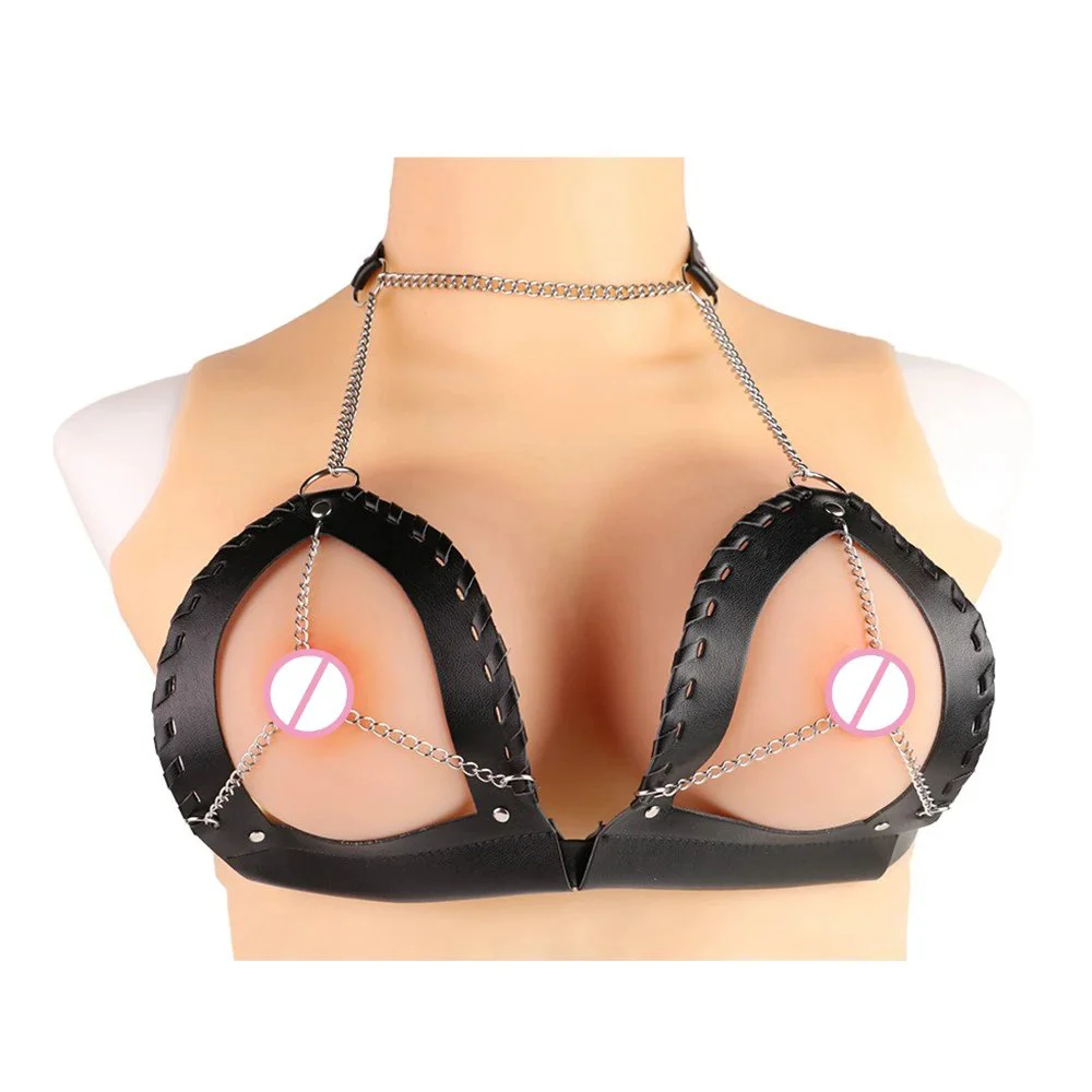 Sexy Bra Adjustable Belt Breast Psyche Goddess Corset Dark Leather Desire Chain Women Flirting Adult Toys