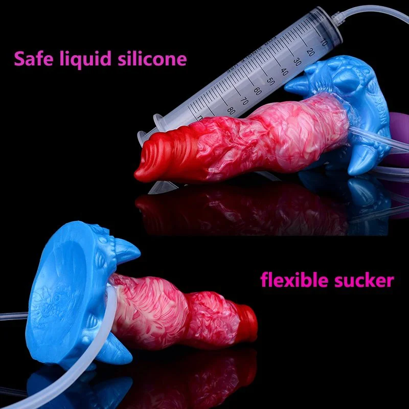 Inflatable Dragon Dildo with Knot Fantasy Dildo Adjustable Thickness Huge Squirting Dildo with Sucker Animal Anal Toys