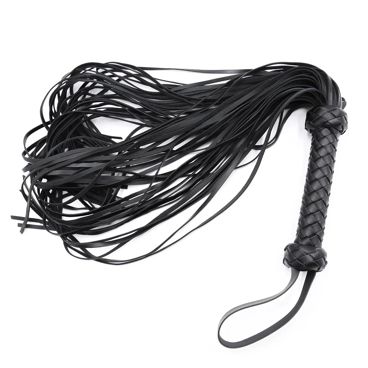 Bondage Whip Braided Handle PU Leather Whip Bright Leather Fun Handle Tune Game Queen Adult Sex Toys