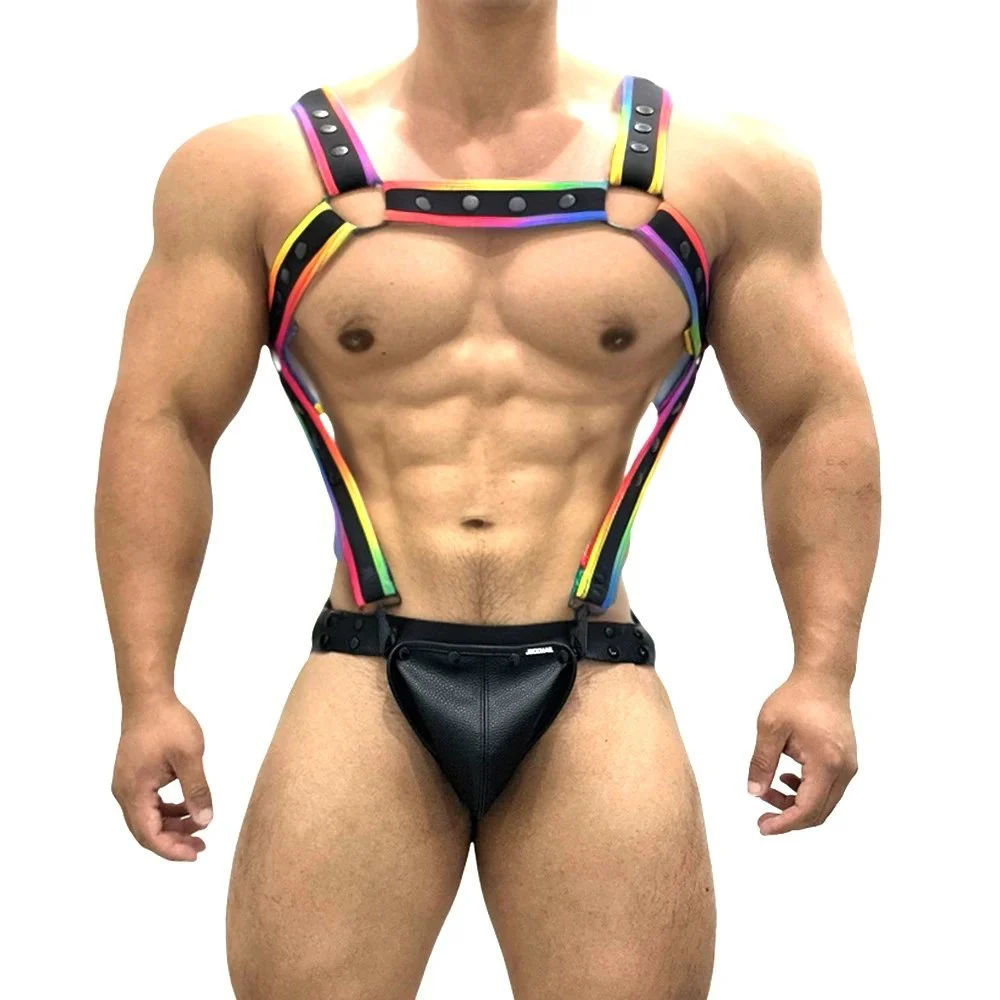 Men's Body Chest Harness Adjustable Elastic Waistband Sexy Underwear Halter Belt Bondage Sexy Harness for Men