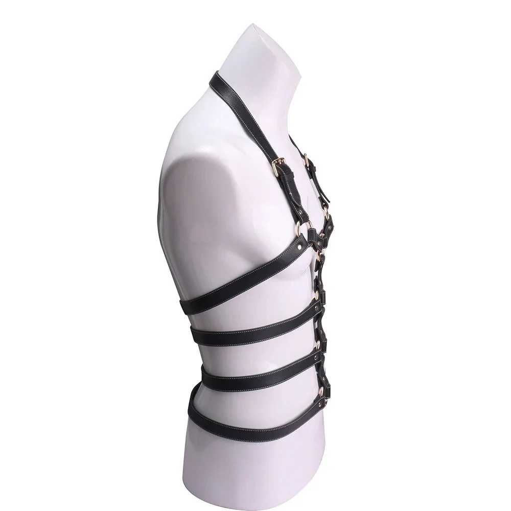 Men's Hardcore Harness Psyche Mancrush Sexual Chest Flame Spine Shirt Soft Leather Material Suitable for Male