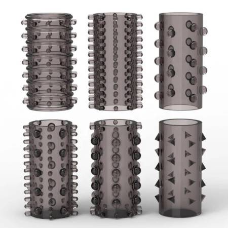 6pcs Set Men's Delay Ejaculation Cock Ring Sex Toys TPE and Silicone Penis Rings and Condoms Sleeve for Adults