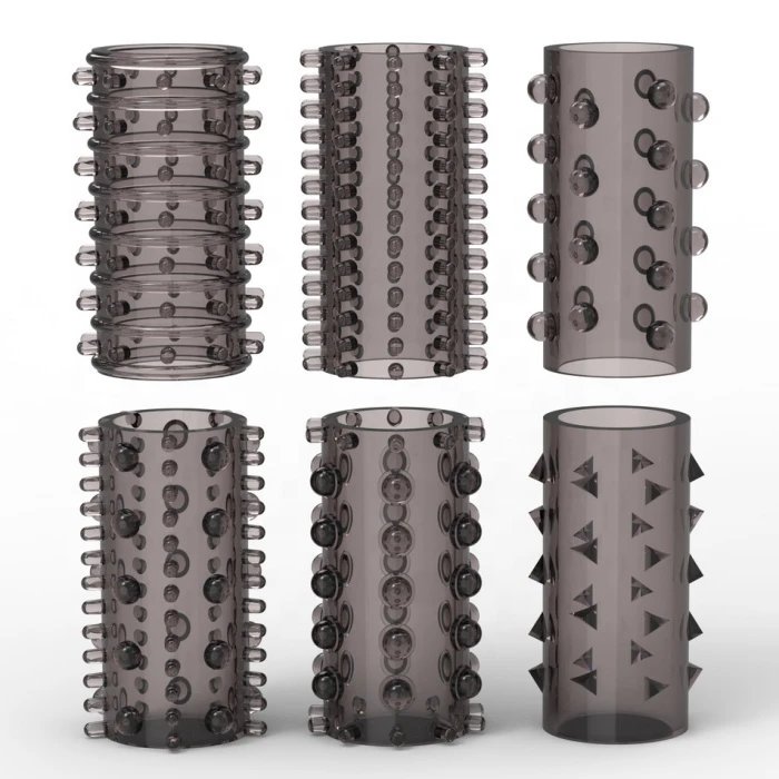 6pcs Set Men's Delay Ejaculation Cock Ring Sex Toys TPE and Silicone Penis Rings and Condoms Sleeve for Adults