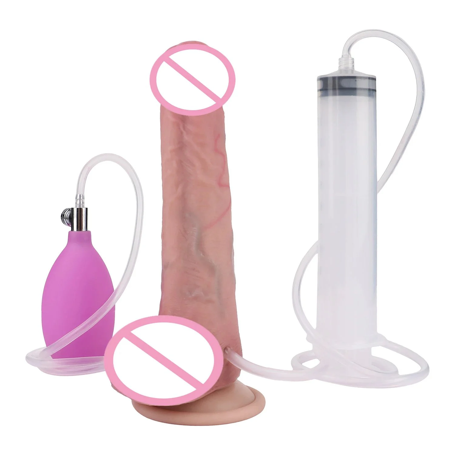 Latest 7.4'' Realistic Squirting Inflatable Knot Penis Ejaculating Dildo Toy Flirtnig Orrgsm Real Skin Dildo Strong Suction Cup