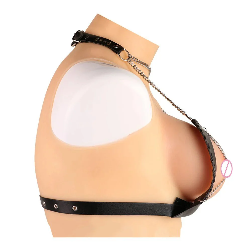 Sexy Bra Adjustable Belt Breast Psyche Goddess Corset Dark Leather Desire Chain Women Flirting Adult Toys