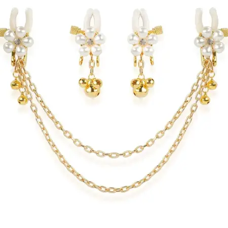 Pearl Flower Milk Clip Sex Props Milk Clip Chain Bell Mimi Clip Adult Products Female Props