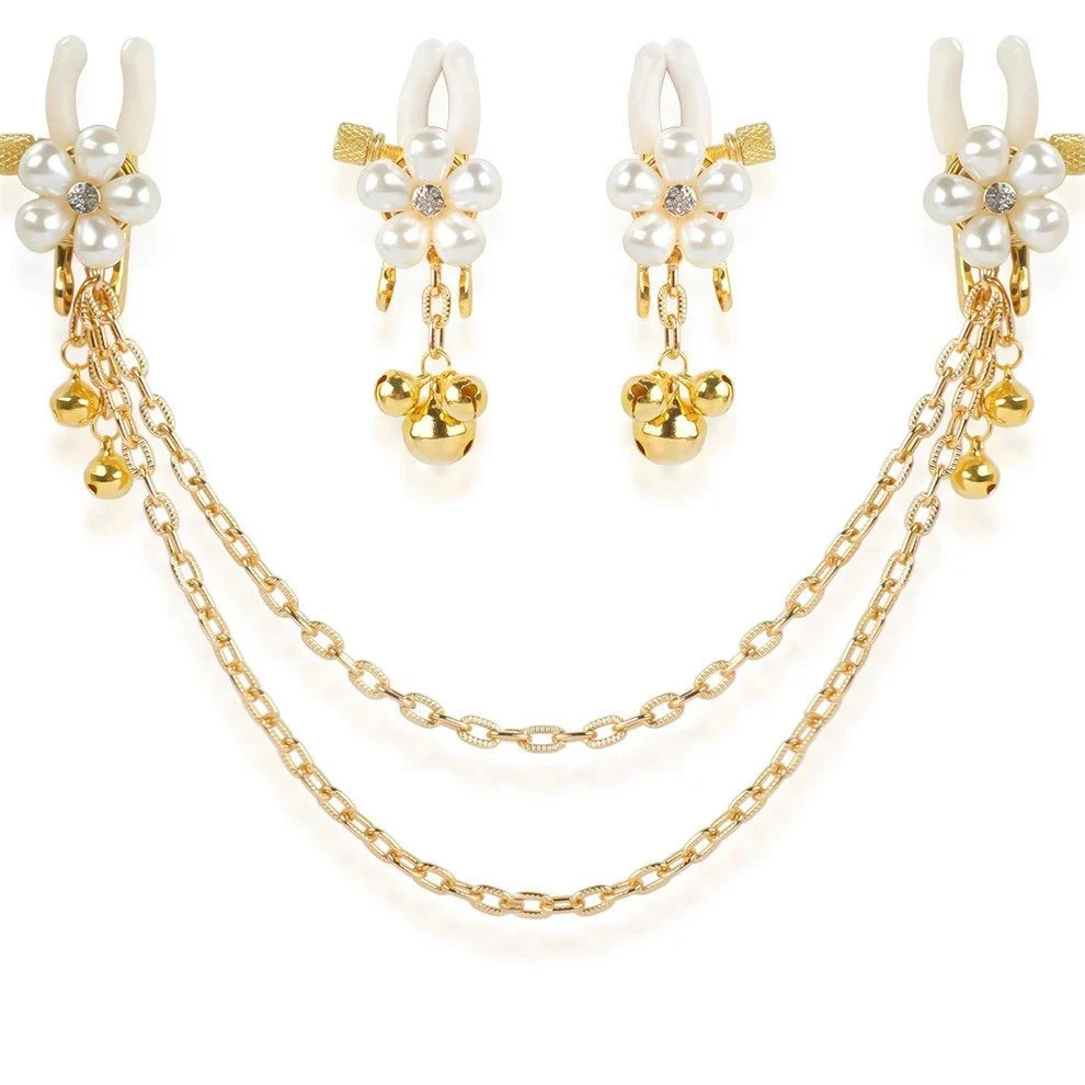Pearl Flower Milk Clip Sex Props Milk Clip Chain Bell Mimi Clip Adult Products Female Props