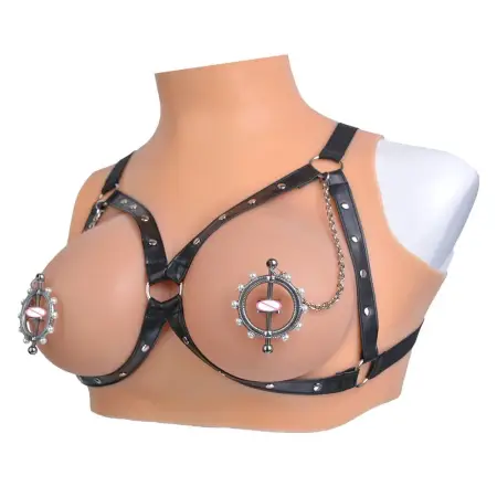 Metal Ring Nipple Clamp Black Belt Wearable Bead Chain Nipple Clamp Bondage Sexy Underwear Painful Game Adult Sex Toy
