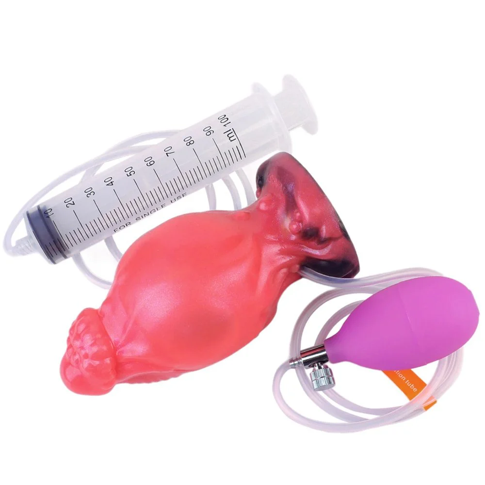 Inflatable Squirting Spray Suction Cup Dildo, Multi-purpose Inflatable Anal Plug, Realistic and Intense Sexual Toy