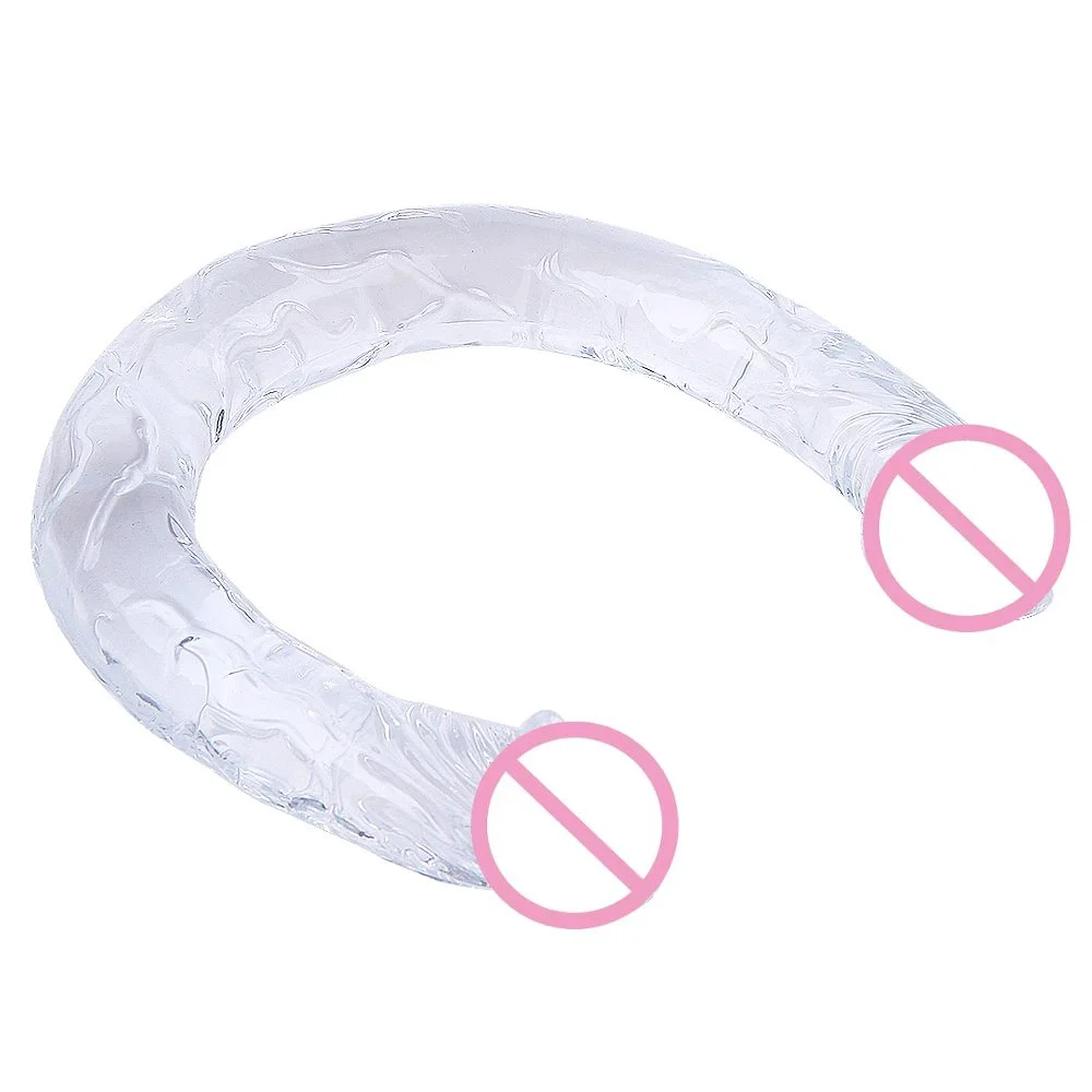 High Transparent TPE Simulation Double Head U-Shaped Dildo Soft Adult Sex Toy Direct for Lesbian Masturbation Glass