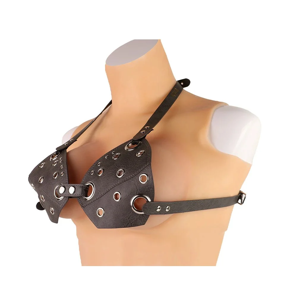 Sleek Black Leather Bra Adjustable Breast Strap Belt Metal Rings Edgy Fetish Style Woman Body Accessories