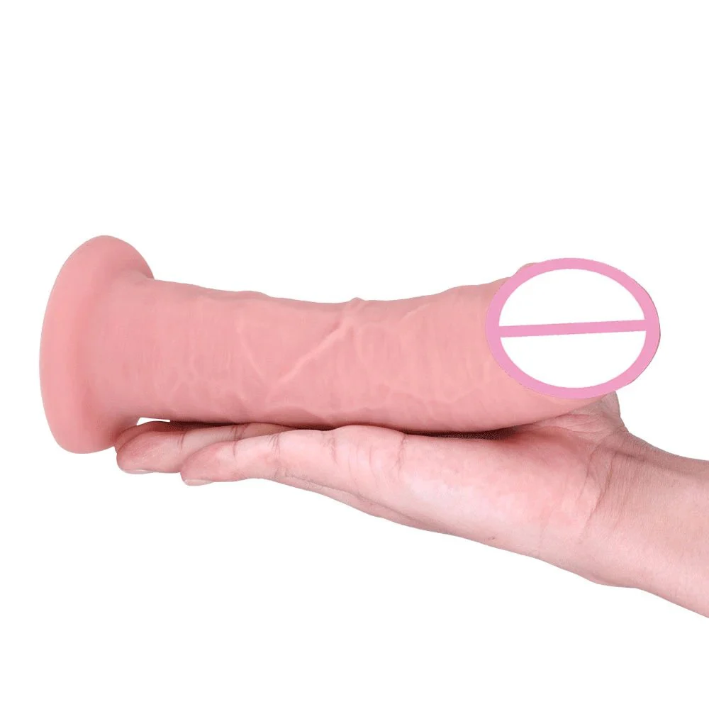 Flesh Female Masturbation Toys Eggless Huge Big Penis Dildo Soft Realistic Silicone Dildo Para Mujer with Strong Suction Cup