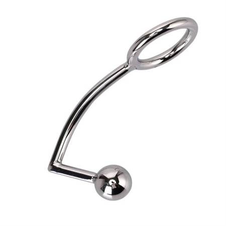 Erotic Sex Toys Metal Anal Hook Stainless Steel Cock Ring With Anal Ball