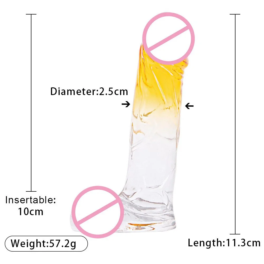 Female Masturbation Realistic Transparent Double Color Crystal Dildo Suction Cup Jelly Dildo Toy