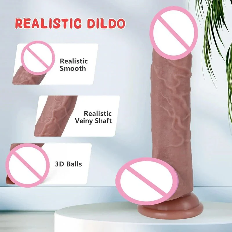 Female Masturbation Suction Cup Realistic Super Soft Liquid Silicon 7.5 Inch Dildo Sex Toy Women