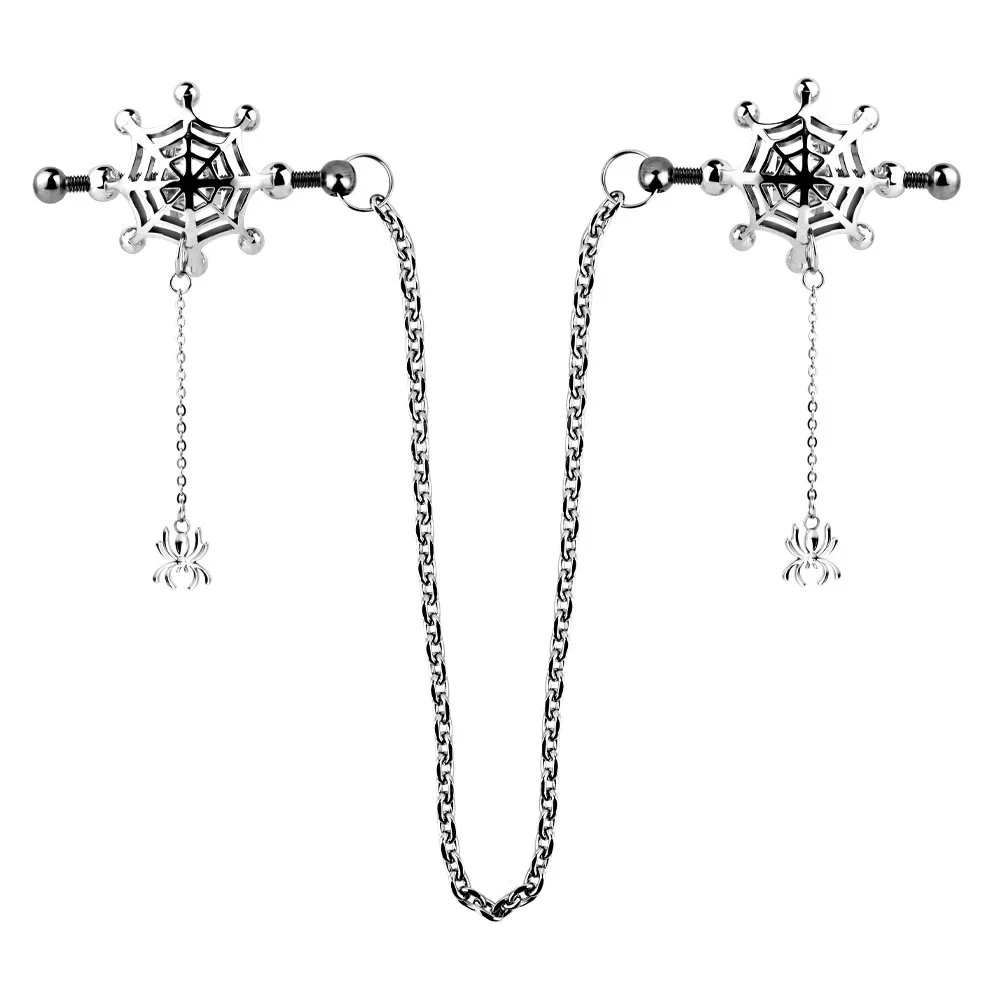 Spider Silk-Inspired Metal Nipple Clamps with Screw Pressure Adjustable Nipple Trainer for Couple Play