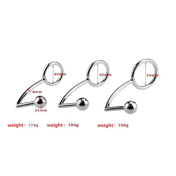 Erotic Sex Toys Metal Anal Hook Stainless Steel Cock Ring With Anal Ball