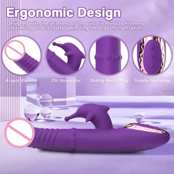 Flexible Silicone Thrusting Dildo Vibrator Vaginal Masturbators Clitoris Stimulation Rabbit G Spot Vibrator for Women Sex Toy