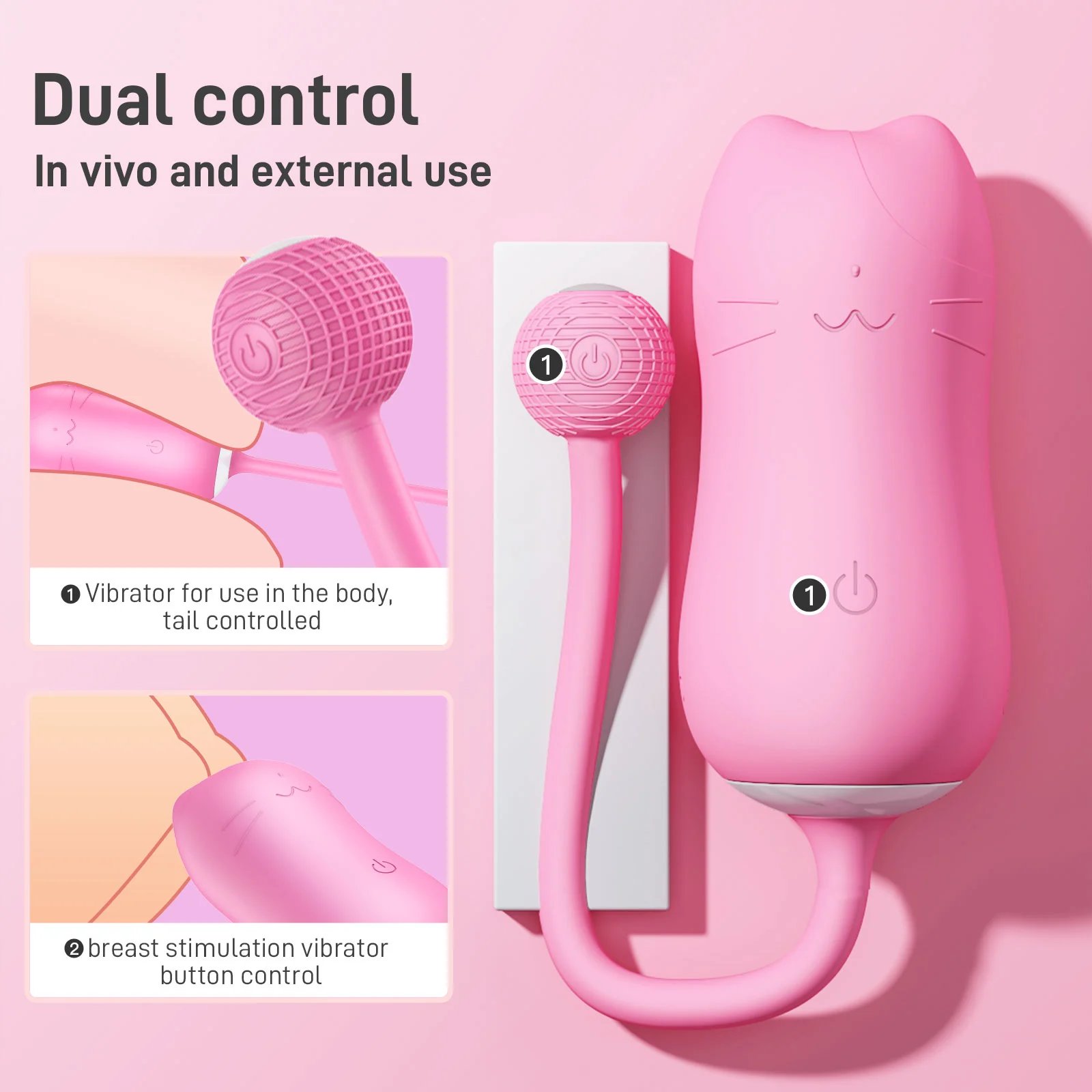 Women's Mini Animal Shaped Sexual Double for Egg Vibrator Remote Control Wireless G-Spot Gadget USB Power for Egg Pink for Women