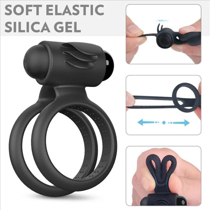 Men's Lock Ring Silicone Vibrator Adult Toy
