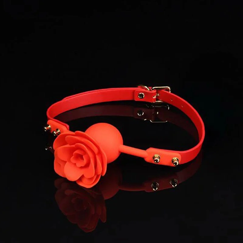 Rose Fetish Ladies Sex Toys Adjustable Silicone Breathable Rose Mouth Ball Gag Bondage for Men Women Adults Games