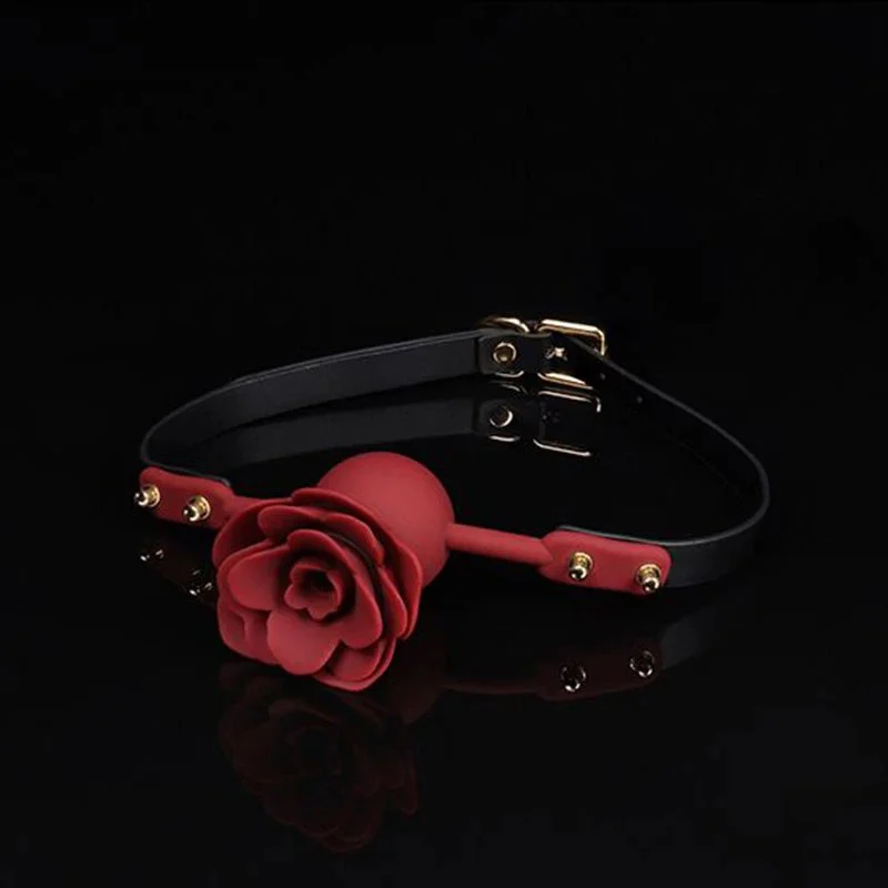 Rose Fetish Ladies Sex Toys Adjustable Silicone Breathable Rose Mouth Ball Gag Bondage for Men Women Adults Games