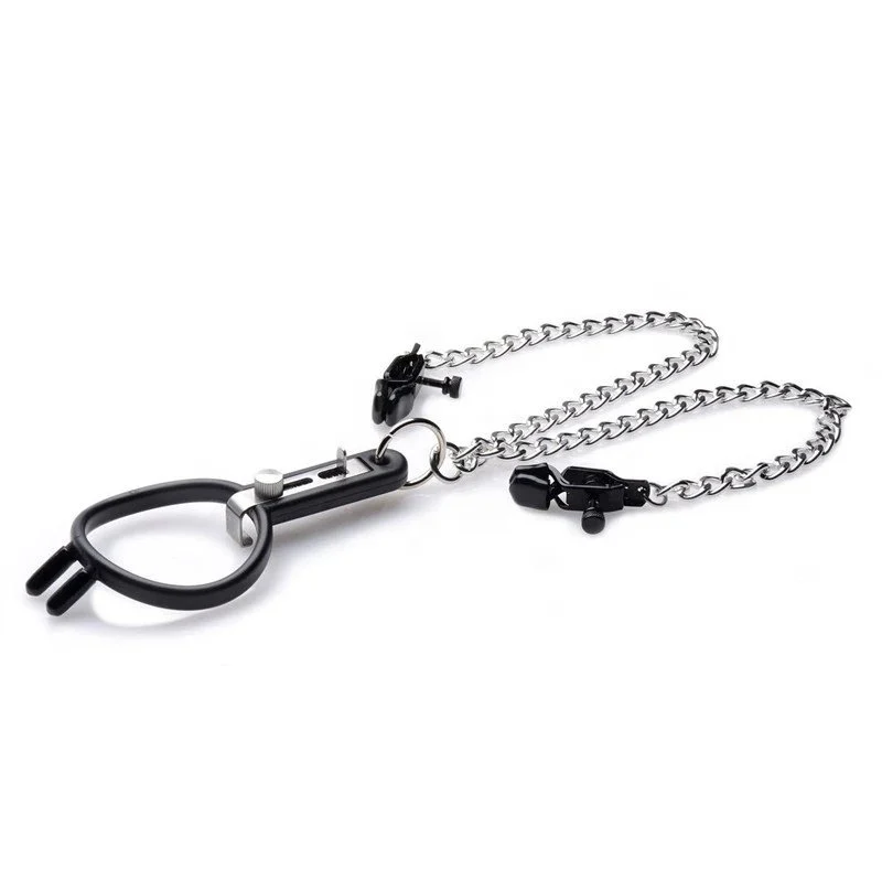 Mouth Spreader with Nipple Clamps Open Mouth O Ring Gag Oral Sex Harness Restraints Toys