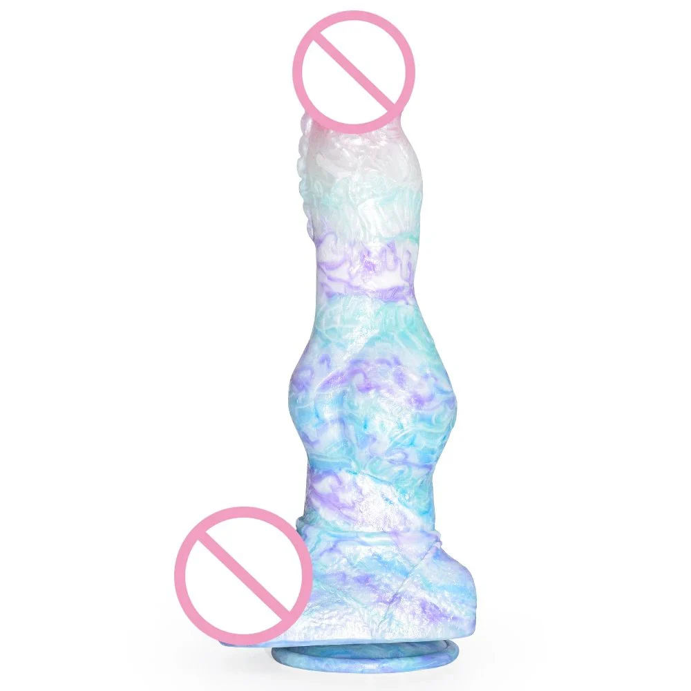 Silicone Big Knot Dog Dildo With Suction Cup Color Mixed Fantasy Animal Penis Butt Plug Size S M L Sex Toys