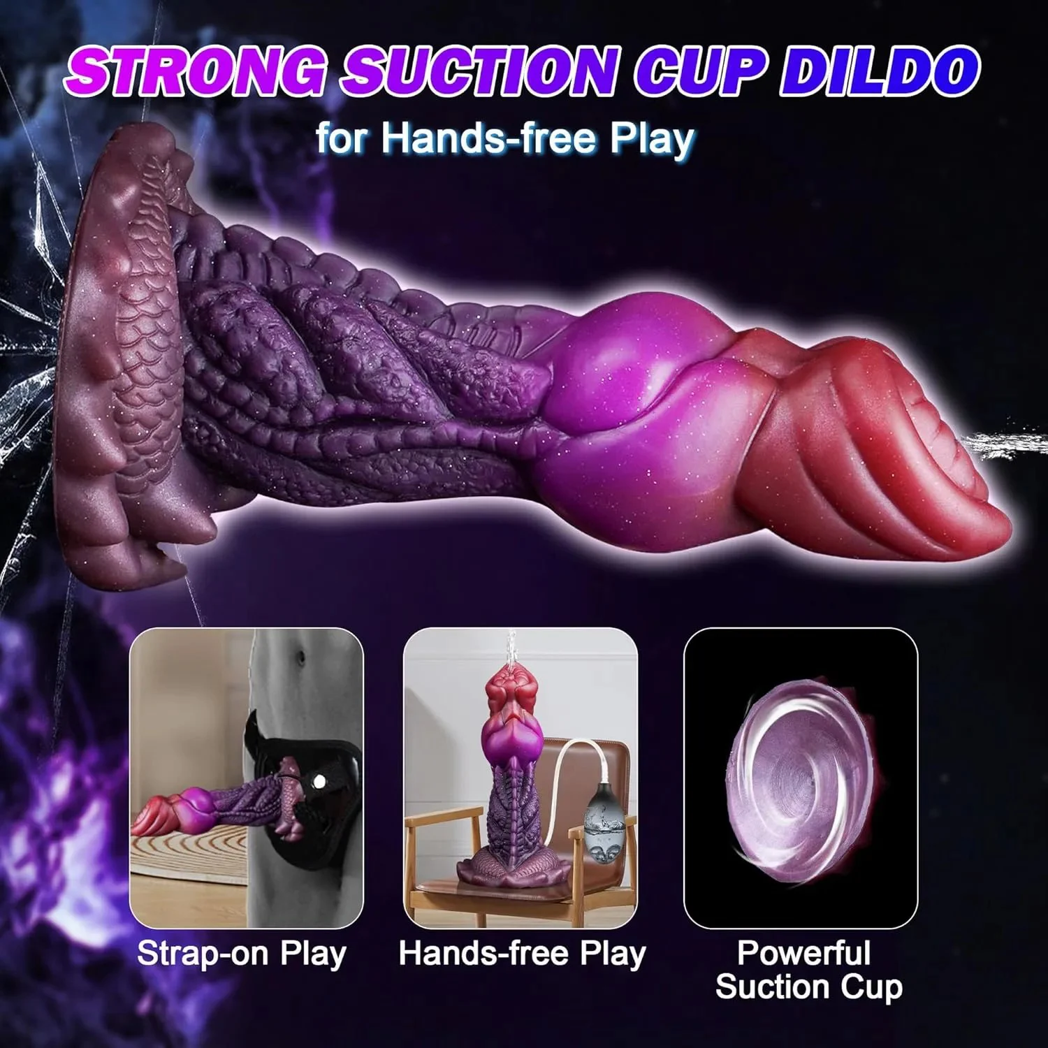 Silicone Dragon Dildo with Squirting & Ejaculating Features Soft Adult Anal Dildo Suction Cup Huge Fantasy Alien Knot for Women