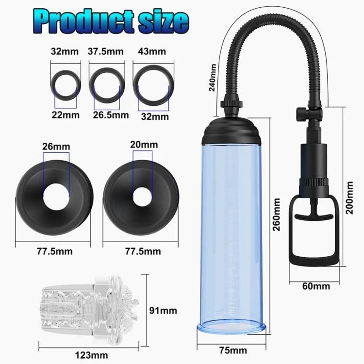 Quality Adult Sex Toy Male Manual Penis Growth Enlarge Trainer Tool Penile Vacuum Pump Male Trainer