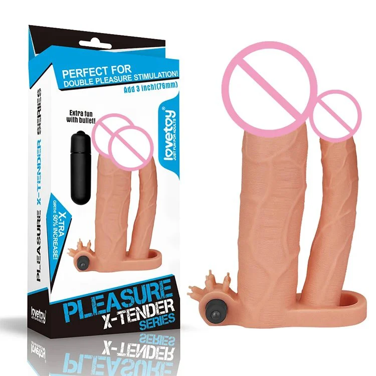 Flesh Waterproof Delay Ejaculation Double-Headed Vibrating Penis Huge Dildo Toy