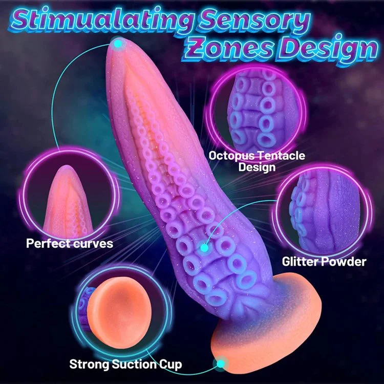 Luminous Silicone Octopus Dildo Super Large Anal Plug for Women Masturbation