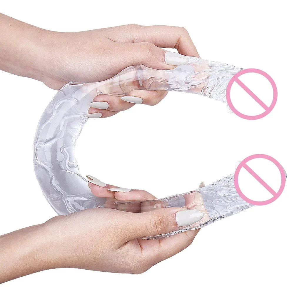 High Transparent TPE Simulation Double Head U-Shaped Dildo Soft Adult Sex Toy Direct for Lesbian Masturbation Glass