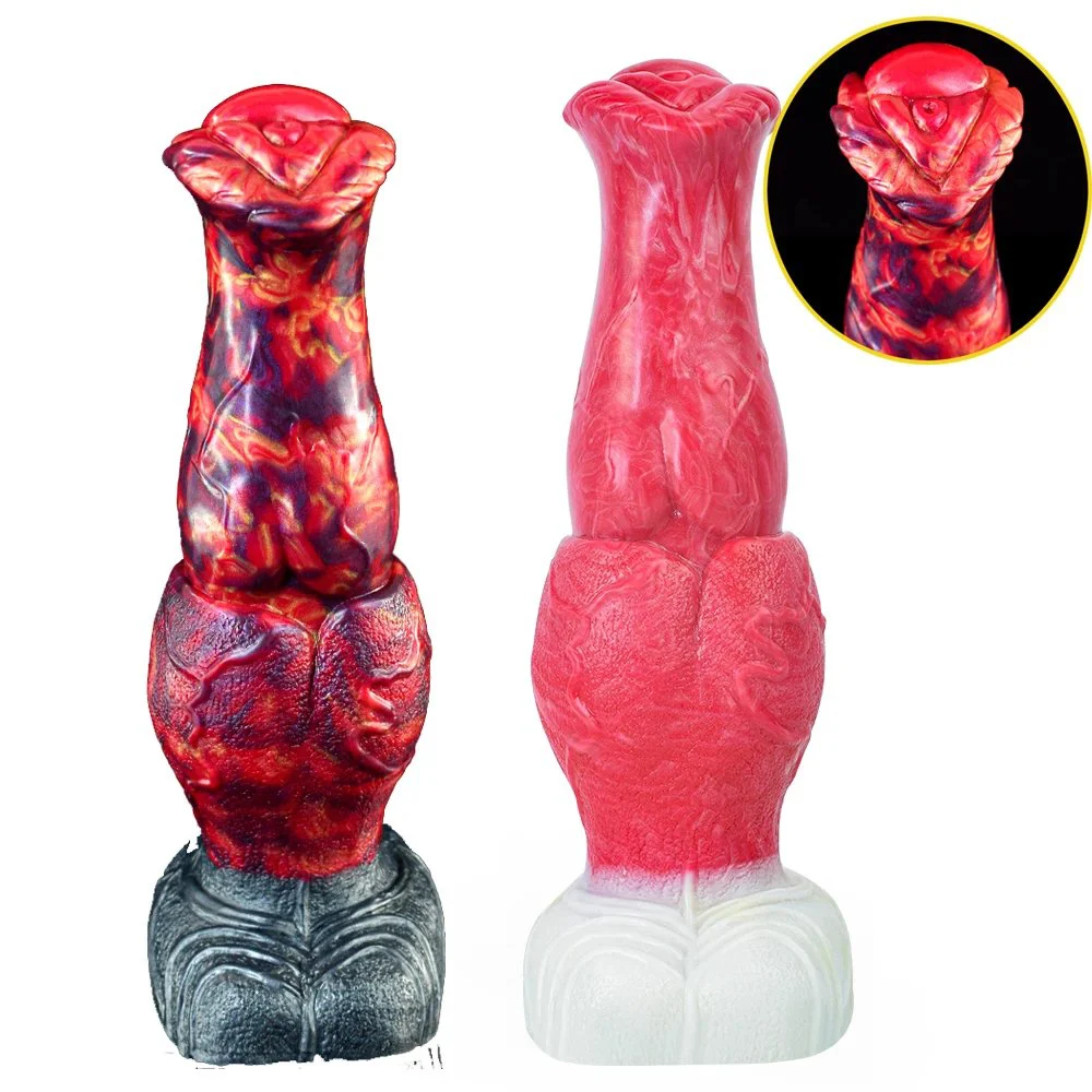 Fantasy Colorful Cock Dog Knot Dildo Heart Shaped Vagina Stimulation Anal Plug Sex Toys for Man and Woman Game Masturbator