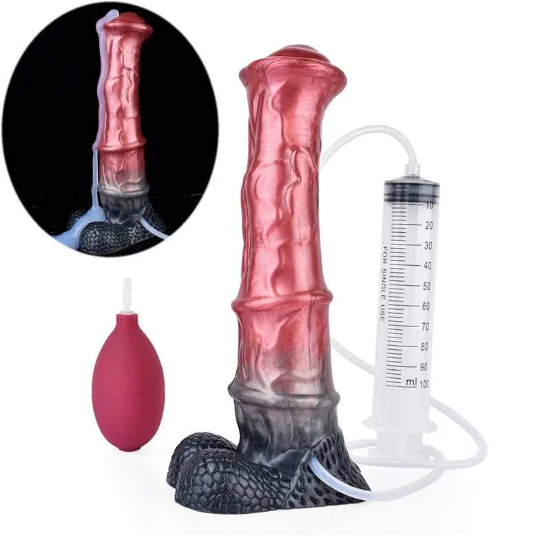 Horse Dildo Fantasy Long Long Squirting Horse Dildo With Sucker Silicone Ejaculation Penis